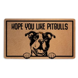 Adorable Pitbull Head Looking Up Hope You Like Doormat 18x30 inch