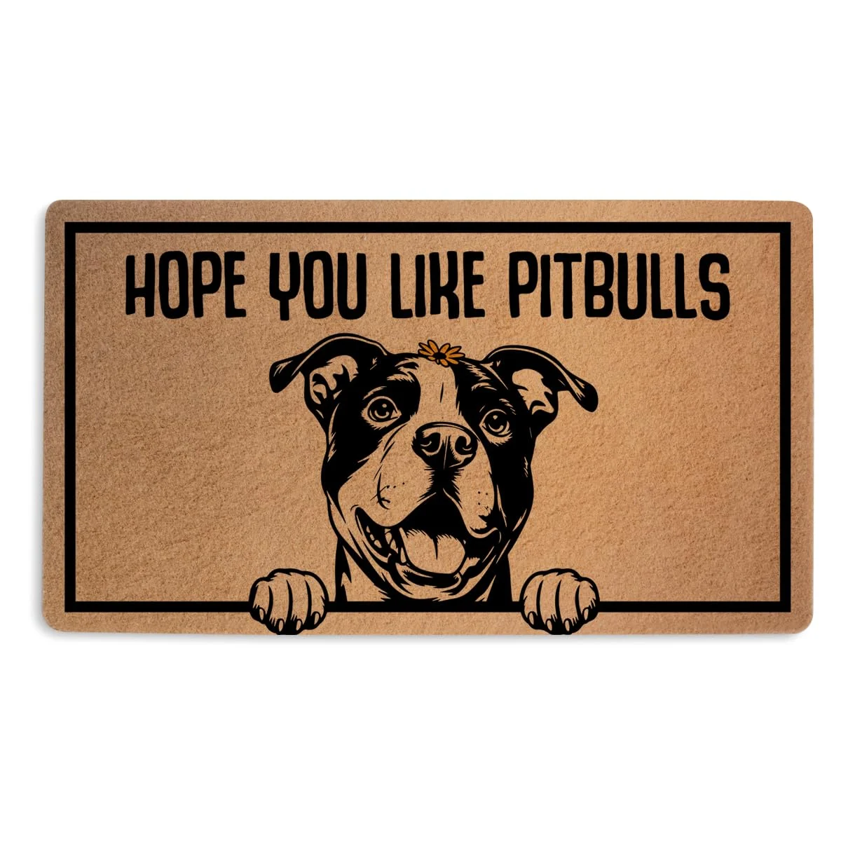 Adorable Pitbull Head Looking Up Hope You Like Doormat 18x30 inch Adorable Pitbull Head Looking Up Hope You Like Doormat 18x30 inch
