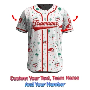Cute Doodle Style Winter Holiday Festive Pattern Baseball Jersey
