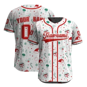 Cute Doodle Style Winter Holiday Festive Pattern Baseball Jersey