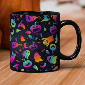 Cute Ghost Pumpkin Candy Halloween Night Pattern Mug 11oz