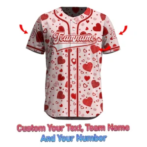 Endless Romantic Textured Hearts Cute Valentine Design Baseball Jersey