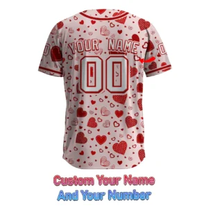 Endless Romantic Textured Hearts Cute Valentine Design Baseball Jersey