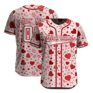 Endless Romantic Textured Hearts Cute Valentine Design Baseball Jersey