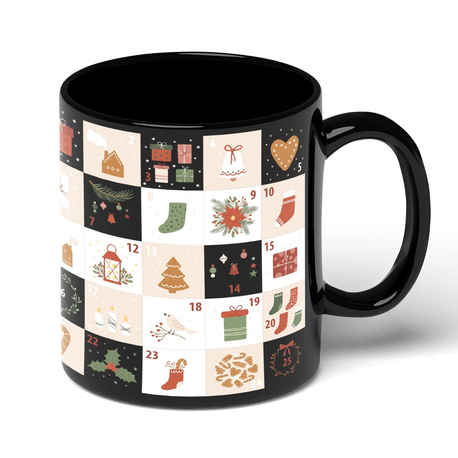 Festive Winter Christmas Icons Decorative Countdown Mug 11oz