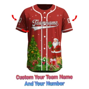 Festive Winter Holiday Christmas Scene Graphic Pattern Baseball Jersey