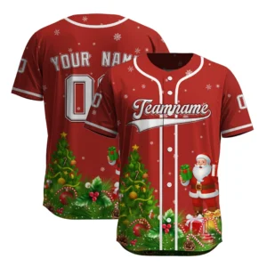 Festive Winter Holiday Christmas Scene Graphic Pattern Baseball Jersey