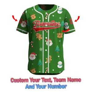 Funny Christmas Characters Cute Winter Holiday Pattern Baseball Jersey