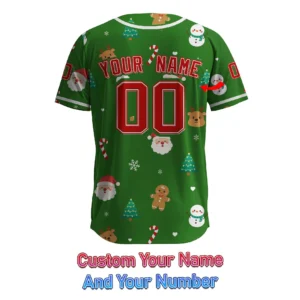 Funny Christmas Characters Cute Winter Holiday Pattern Baseball Jersey