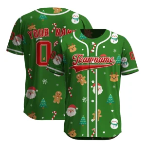 Funny Christmas Characters Cute Winter Holiday Pattern Baseball Jersey