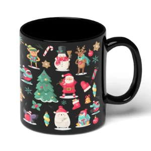 Funny Christmas Characters Holiday Pattern Icons Decor Mug 11oz
