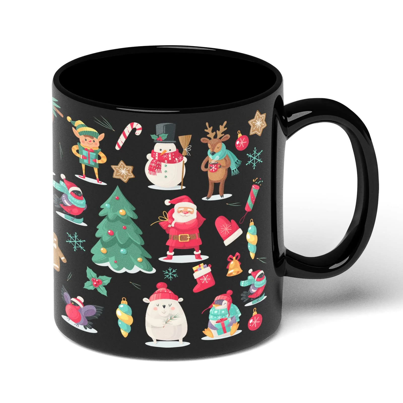 Funny Christmas Characters Holiday Pattern Icons Decor Mug 11oz