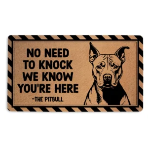 Guard Dog Pitbull Pattern Diagonal Stripe Border Doormat 18x30 inch