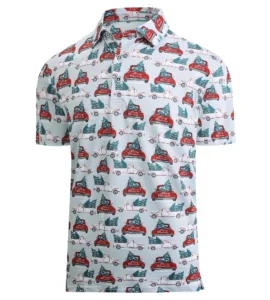 Holiday Season Truck Delivering Christmas Tree Polo Shirt