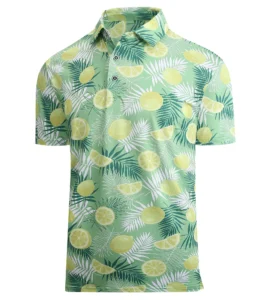 Men's Lemon Palm Pattern Golf Polo Shirt