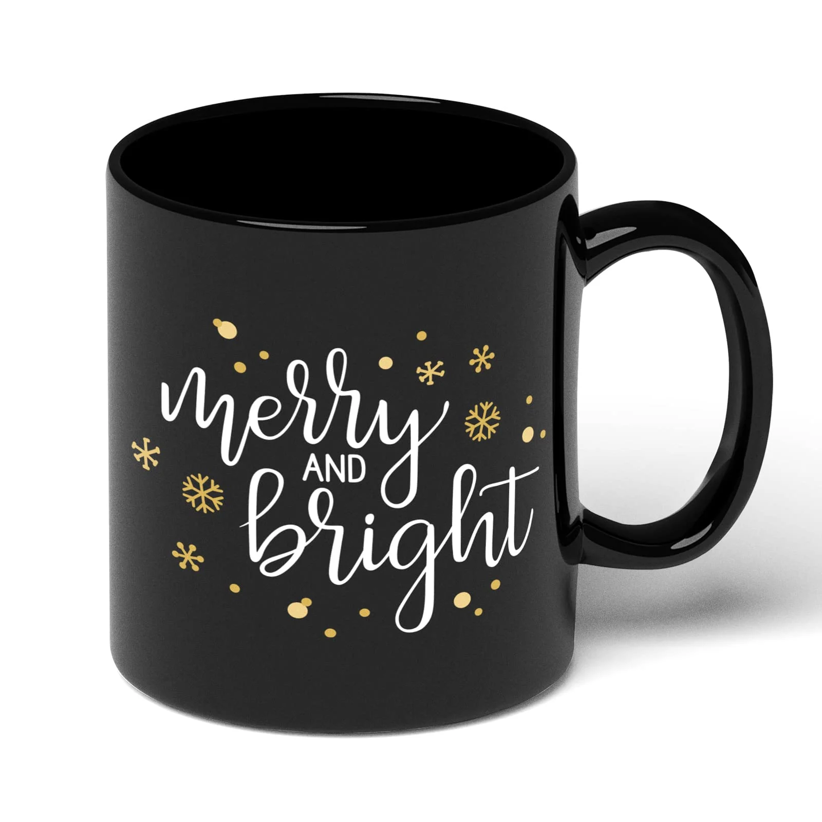 Merry And Bright Quote Snowflakes Festive Text Mug 11oz
