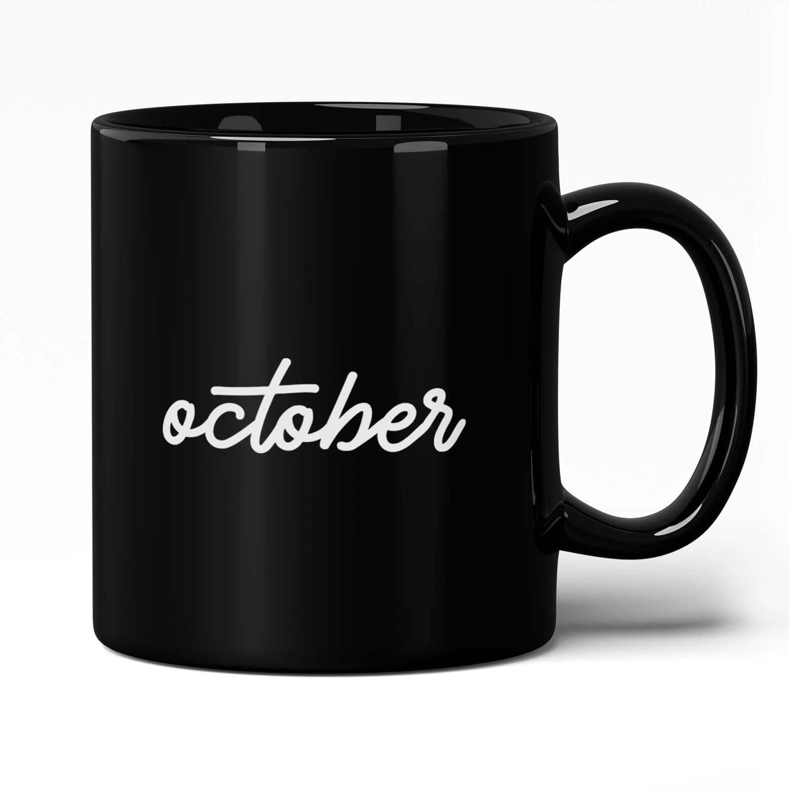 October Month Calligraphy Script Font Simple Design Mug 11oz