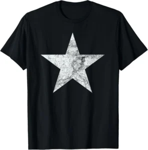 Retro Five Pointed Star Worn Graphic 2D T-shirt