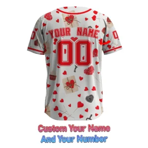 Romantic Hearts Gift Boxes Keys Cupcakes Pattern Baseball Jersey