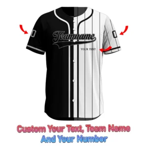 Split Panel Pinstripe Design Half Solid Half Striped Baseball Jersey
