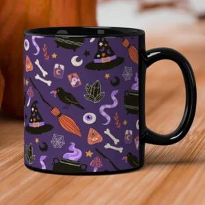 Spooky Witchcraft Magic Symbols Pattern Design Mug 11oz
