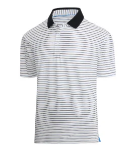 Thin Horizontal Stripe Pattern Performance Short Sleeve Polo Shirt