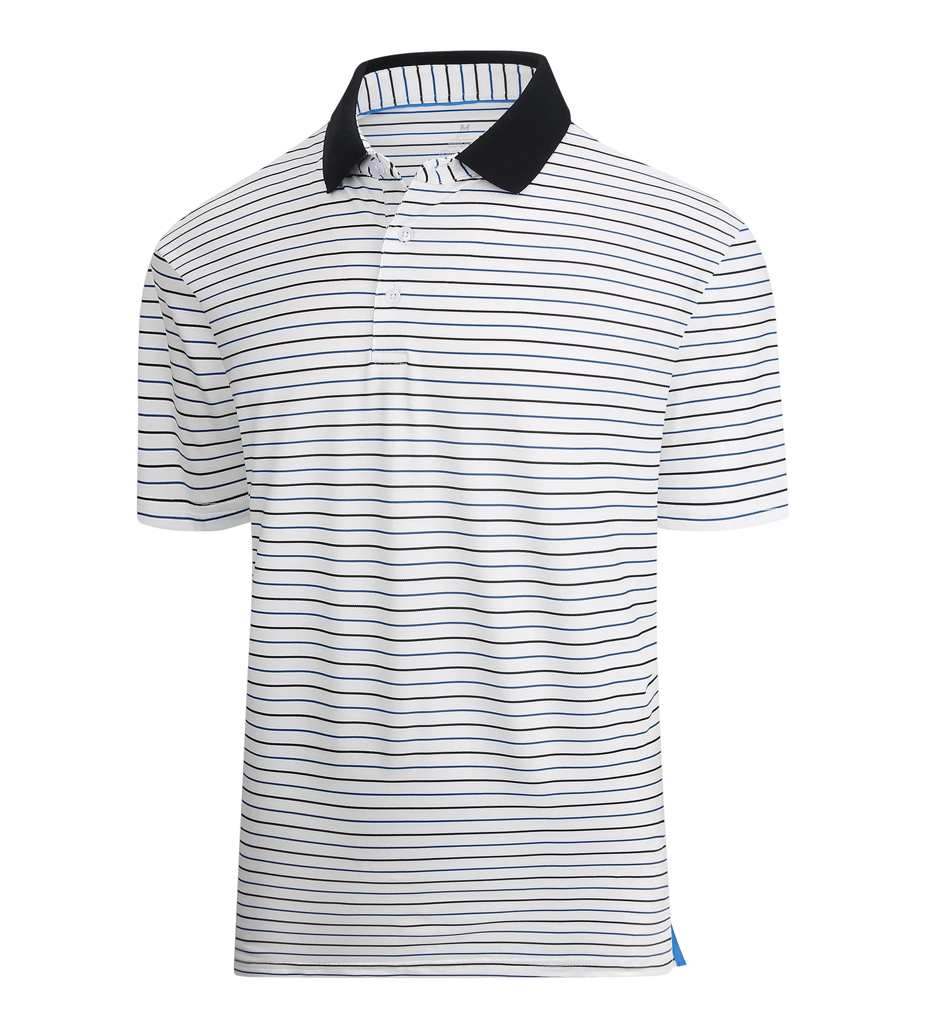 Thin Horizontal Stripe Pattern Performance Short Sleeve Polo Shirt