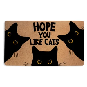 Three Peeking Cats Funny Quote Hope You Like Doormat 18x30 inch