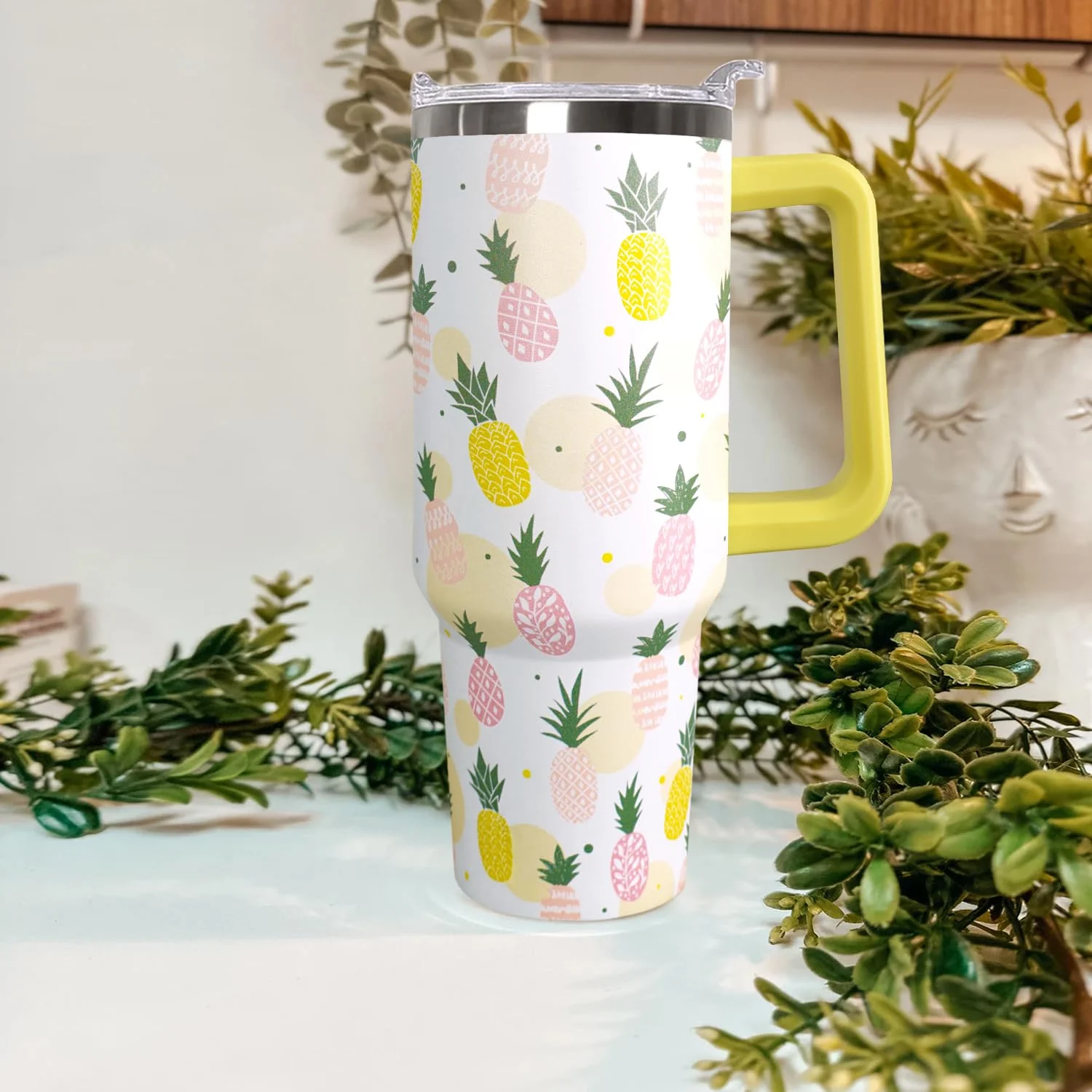 Tropical Summer Pineapple Fruit Dot Pattern Insulated Drink Tumbler 40oz Tropical Summer Pineapple Fruit Dot Pattern Insulated Drink Tumbler 40oz